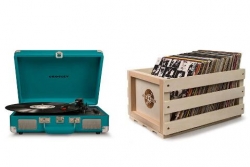 Crosley Cruiser Deluxe Portable Turntable - Teal + Free Record Storage Crate CR8005D-TL