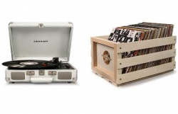 Crosley Cruiser Deluxe Portable Turntable (white Sand) + Free Storage Crate Cr8005d-ws