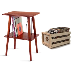 Crosley Record Storage Crate & Manchester Entertainment Center Stand Bundle Crac1004A-B2