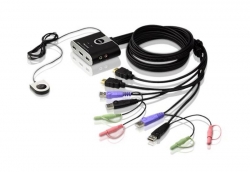 Aten 2 Port Usb 2.0 Hdmi/ Audio Cable Kvm Switch Support Hdcp, Video Dynasyna, Mouse Emulation