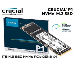 Crucial P1 1TB 3D NAND NVMe PCIe M.2 SSD CT1000P1SSD8, Read/Write Speeds Up to 2000/1700 MB/s