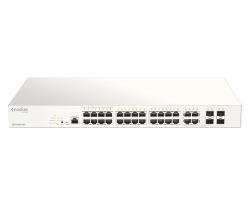 D-Link (Dbs-2000-28P) 28-Port Gigabit Nucluas Cloud Managed Poe Switch With 28 Rj45 (24 Poe) And 4 Combo Sfp Ports. Poe Budget 193 Watts. Dbs-2000-28P