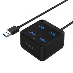 Orico Usb Hub: 4 Port Usb3.0 1m Abs Cable R/w Led Dh4u-u3-v1-10-bk-pro