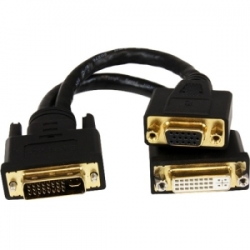 Startech 8in Dvi-i M To Dvi-d F And Hd15 Vga F Wyse Dvi Splitter Cable - Dual Monitor Dvi Splitter