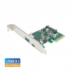 Simplecom Ec312 Pci-e 2.0 X4 To 2 Port Superspeed+ Usb 3.1 Gen Ii 10gpbs Type-c And Type-a Host