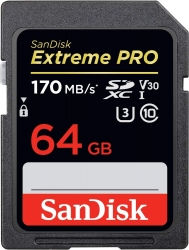 Sandisk Sdsdxxy-064G-Gncin Sdxc Extreme Pro V30 4K/ Uhd Uhs-I/ U3 170Mb Ffcsan64Gsdxxy4K170