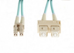 2M Lc-Sc Om4 Multimode Fibre Optic Duplex Patch Lead: Aqua Fl.Om4Lcsc2M
