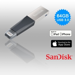 Sandisk Ixpand Imini Flash Drive Sdix40n 64gb Grey Ios Usb 3.0 Fussansdix40n64g