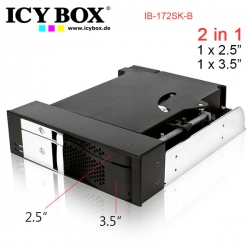 Icybox Ib-172sk-b, Two In One, 2bay Mobile Rack For 1x2.5 Inc + 1x 3.5 Inc Sata Hdd To 2 Sata