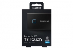Samsung T7 Touch Portable Ssd 2Tb Usb3.2 Type-C R/W(Max) 1 050Mb/S Aluminium Case Fingerprint Password Security Black 3 Years Warranty Mu-Pc2T0K/Ww