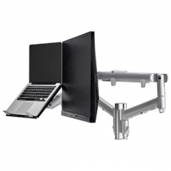 Atdec Awm Dual Monitor Arm Solution - Dynamic Arms - 135Mm Post - Grommet - Silver With A Note Book Tray Awms-2-Nd13G-S