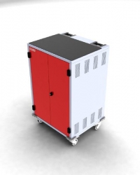 Gilkon Lcmt-30 - 30 Bay Pc Vault Trolley W/ Eco System - Red Doors 2 Lcmt-30 (Red)