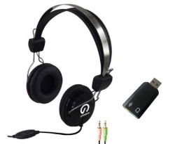 Shintaro Stereo Headset With Inline Microphone Plus Usb Audio Adapter  Sh-105M+Sh-120