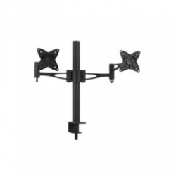 Brateck Dual (2) Lcd Monitor Table Stand W/ Arm & Desk Clamp Black Vesa 75/ 100mm Up To 27"" Lcd-t9