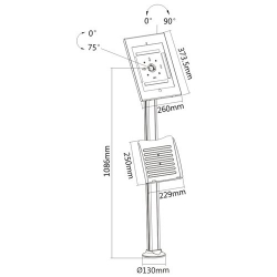 Brateck Anti-theft Tablet Kiosk Floor Stand with Catalogue holder for 12.9" iPad Pro