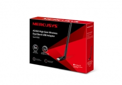 Mercusys Mu6H Ac650 High Gain Wireless Dual Band Usb Adapter 200Mbps@2.4Ghz 433Mbps@5Ghz Mu6H