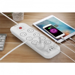 Huntkey Power Board (sac807) With 8 Sockets And 4 Usb Charging Port And Surge Protection (total