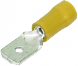 Quick Connect Male Disconnects Yellow 6.4mm X 0.8mm Double Grip 4mm² - 6mm² - 50 Pack 022.010.0184