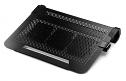Cooler Master Black Aluminum Notebook Cooler, 3x 8cm Moveable Fans, Cable Management, Up To 19"