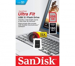SanDisk 256GB Ultra Fit USB 3.1 Flash Drive CZ430 Black Plug & Stay SDCZ430-256G