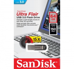 Sandisk 64Gb Ultra Flair USB 3.0 Flash Drive SDCZ73-064G, Durable Metal Casing, Up To 150Mb/s