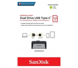 SanDisk 128GB Ultra Dual Drive USB Type-C, USB 3.1/ Type C Reversible, Easy Transfer, Type-C enabled Android