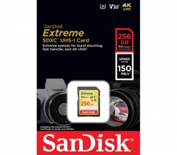 SanDisk 256GB Extreme SDXC SDXV5 V30 U3 C10 UHS-I 150Mb/s R 70Mb/s W SDSDXV5-256G