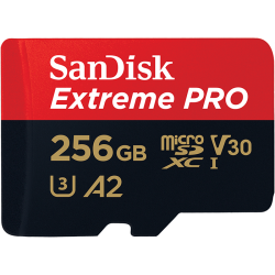 Sandisk Extremepro Microsdxc V30 U3 C10 A2 Uhs-I 170Mb/ S R 90Mb/ Sw 4X6 Sdadaptor Lifetimelimited Sdsqxcz-256G-Gn6Ma