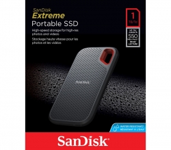 SanDisk 1TB Extreme Portable SSD USB 3.1, 550Mb/s, IP55 Dust & Water Resistant SDSSDE60-1T00-G25
