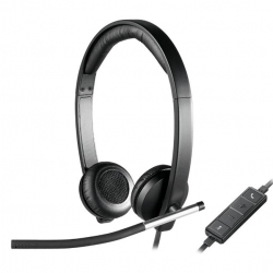 Logitech H650E Wired Headset Stereo With Noise Canceling Microphone Business Headband Led No Tangle Cable 981-000545