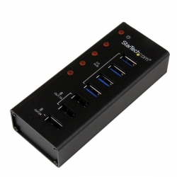 Startech 4 Port Powered Usb 3.0 Hub With 3 Dedicated Usb Charging Ports (2 X 1a & 1 X 2a) Wall Mountable
