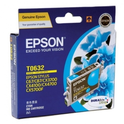Epson T063290 Cyan Ink Cartridge For C67/ C87, Cx3700/ 4100/ 4700, 380pages