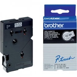 Brother Tc101 P-touch Tc Laminated Tape 12mm X 7.5m Black On Clear