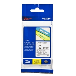 Brother Strong Adhesive Tze Tape - Black On White - 9mm Tzes221