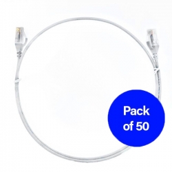 4C 2M Cat 6 Ultra Thin Lszh Pack Of 50 Ethernet Network Cable. White (004.004.3005.50PACK)