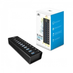 Vantec 10 Port Usb 3.0 Aluminium Hub 12V/ 5A/ 60W Premium Power Adapter Van-Ugt-Ah110U3-Bk