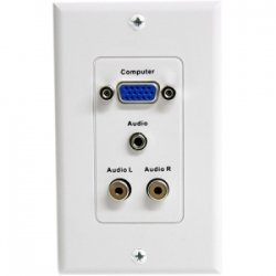 Startech 15-pin Female Vga Wall Plate With 3.5mm And Rca - White Vgaplaterca