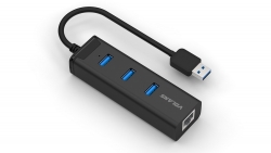 VOLANS 3-Port USB3.0 Aluminium Hub + RJ45 Gigabit Ethernet Adapter VL-HJ45