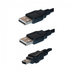 Wicked Wired Dual Type A To Mini 5pin Usb 2.0 Splitter Cable Ww-d-usbysplit 183077
